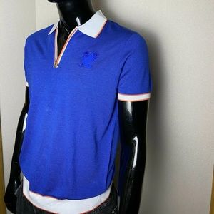 Stefano Ricci Blue Zip Polo Shirt Size 52 / L NWT